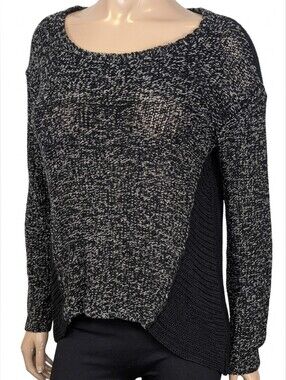 RETROD Black & White Marled Knit Sweater Open Weave Back Womens Size Medium